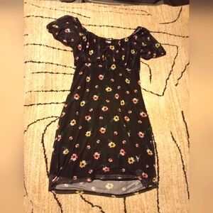 Black Floral Short Dress